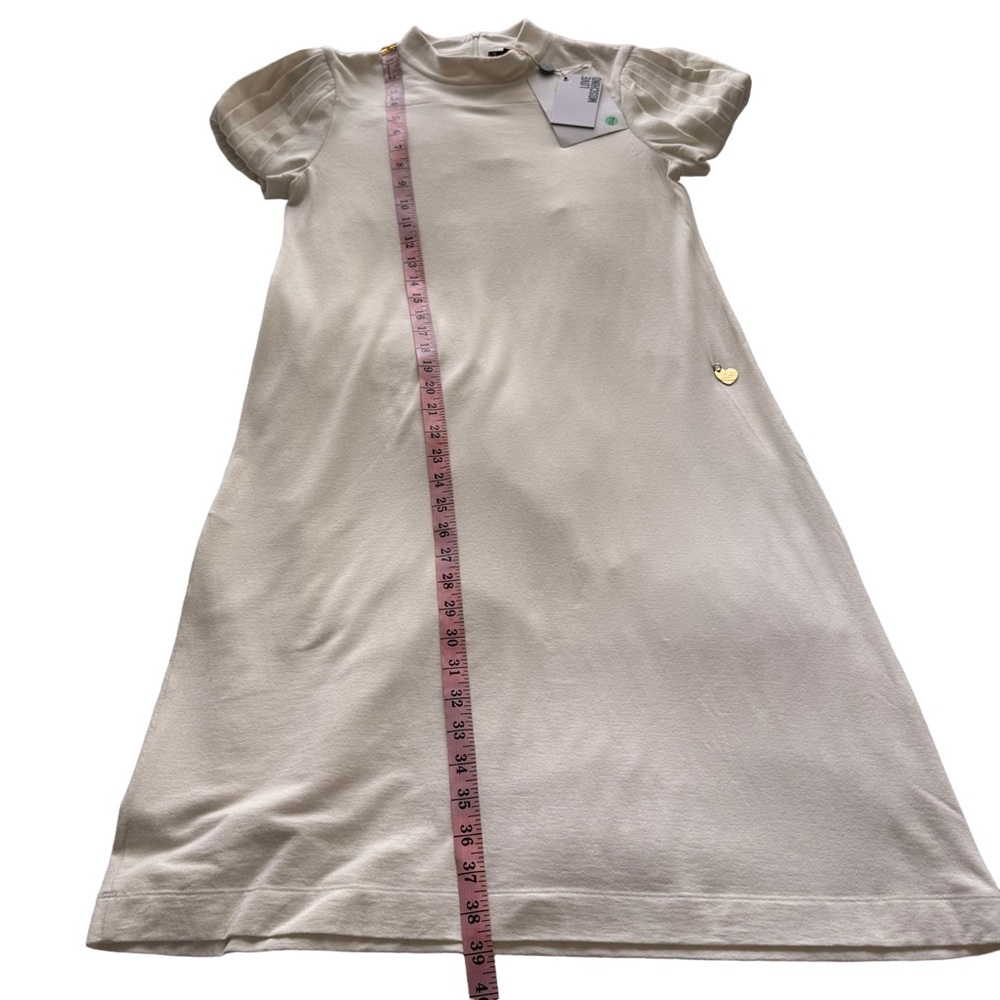 NWT Love Moschino Sz 4 Women's White Puff Short Sleeve Knit Tshirt‎ Dress - Picture 15 of 15